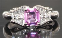 Platinum 1.35 ct GIA Pink Sapphire & Diamond Ring
