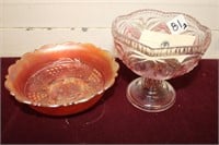 Carnival  Glass Nut Dish & Walther  Glass Bowl
