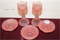 Pink Glass Candle Holders