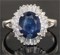 Platinum 4.08 ct Natural Sapphire & Diamond Ring