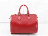 Louis Vuitton Red Epi Speedy 25 Handbag