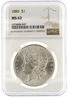 1885 Philadelphia MS62 Morgan Silver Dollar
