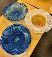 Murano Style Glass Bowls Lot Of 3