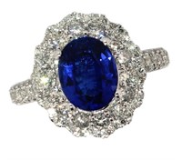 14k Gold 3.67 ct Oval Sapphire & Diamond Ring