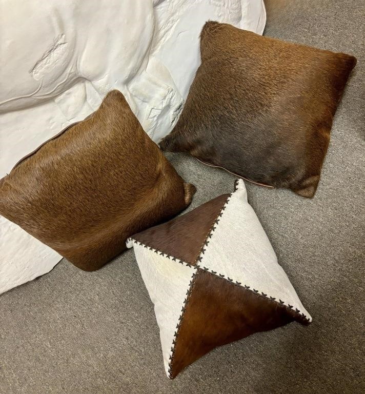 Cowhide Pillows Lot Of 3