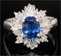 Platinum 1.92 ct Natural Sapphire & Diamond Ring