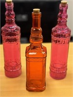 Colorful Bottles Lot Of 3 (Glass Bottle Trio)