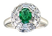 Platinum 1.61 ct Natural Emerald & VS Diamond Ring