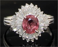Platinum 2.44 ct GIA Pink Sapphire & Diamond Ring