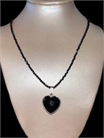 Natural Black Spinel Heart Necklace