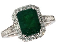 14k Gold 2.53 ct Natural Emerald & Diamond Ring