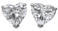 14kt Gold 3.20 ct Lab Diamond Heart Earrings