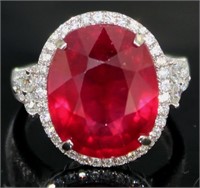 14kt Gold 13.99 ct Oval Ruby & Diamond Ring