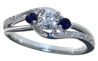 Round Brilliant Diamond & Sapphire Ring