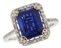 14k Gold 4.17 ct Sapphire & Diamond Ring