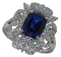 14k Gold 3.40 ct Sapphire & Diamond Ring