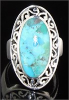 Elongated Oval Large Turquoise Dinner Ring