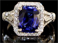 14k Gold 4.47 ct Sapphire & Diamond Ring