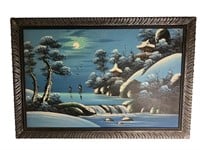 Original Oriental Oil Painting Winter Landscape