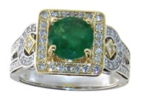 14k Gold 1.89 ct Emerald & Diamond Ring