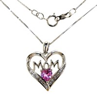 Beautiful Pink Sapphire "Mom" Necklace