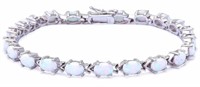 Quality 12.00 ct Oval White Opal Tennis Bracelet