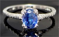 Oval Natural Blue Iolite Solitaire Ring
