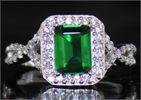 Radiant Cut Emerald Dinner Ring