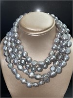 Genuine 50" Baroque Freshwater Gray Pearl Necklace