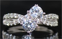 Elegant 1.60 ct White Sapphire Bypass Ring