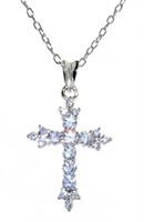Stunning White Topaz Cross Necklace