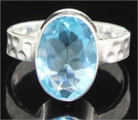 Oval 12.40 ct Natural Swiss Blue Topaz Ring
