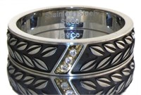 10kt Gold-SS Men's Antiqued Diamond Ring
