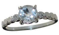 Round Aquamarine & Diamond Ring