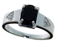 Oval Natural Onyx & Diamond Ring