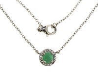 Genuine 1.05 ct Emerald & White Sapphire Necklace