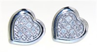Quality 1/4 ct Pave' Diamond Heart Stud Earrings