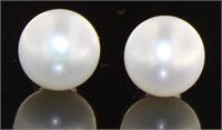 Genuine 8 mm White Freshwater Pearl Earrings