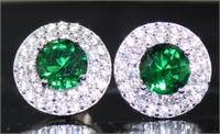 Elegant 3.50 ct Emerald Halo Earrings
