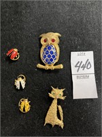 Goldtone Critter Pins