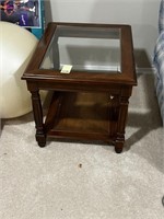 Vintage Glass Top Side Table