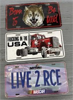 (3) Metal Fun License Plates