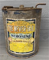 1893 VERY RARE "The Never Fail" 5 Gal Kerosene Can
