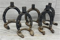 (5) Handmade Horseshoe Candle Holders