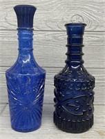 (2) Blue Glass Bottles