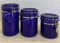 (3) Pc Blue Canister Set