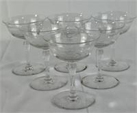 6pcs etched crystal champagne glasses