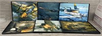 (6) WWII Art Pieces Framed