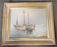 Hand Painted Wood Ship Picture