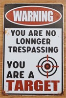 Metal "Warning, Trespassing" Sign